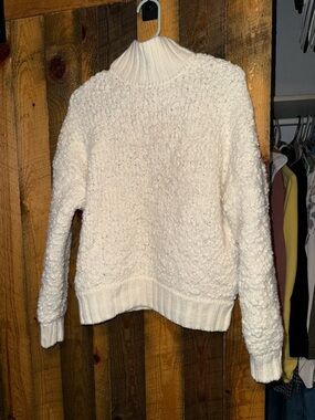 Express Cream Textured Mock Turtleneck Sweater